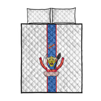 DR Congo Football Quilt Bed Set Leopards Mix Kuba Raffia Pattern - Wonder Print Shop