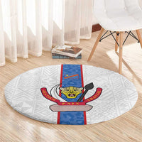 DR Congo Football Round Carpet Leopards Mix Kuba Raffia Pattern - Wonder Print Shop