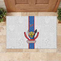 DR Congo Football Rubber Doormat Leopards Mix Kuba Raffia Pattern - Wonder Print Shop