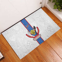 DR Congo Football Rubber Doormat Leopards Mix Kuba Raffia Pattern - Wonder Print Shop