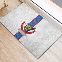 DR Congo Football Rubber Doormat Leopards Mix Kuba Raffia Pattern - Wonder Print Shop