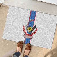 DR Congo Football Rubber Doormat Leopards Mix Kuba Raffia Pattern - Wonder Print Shop