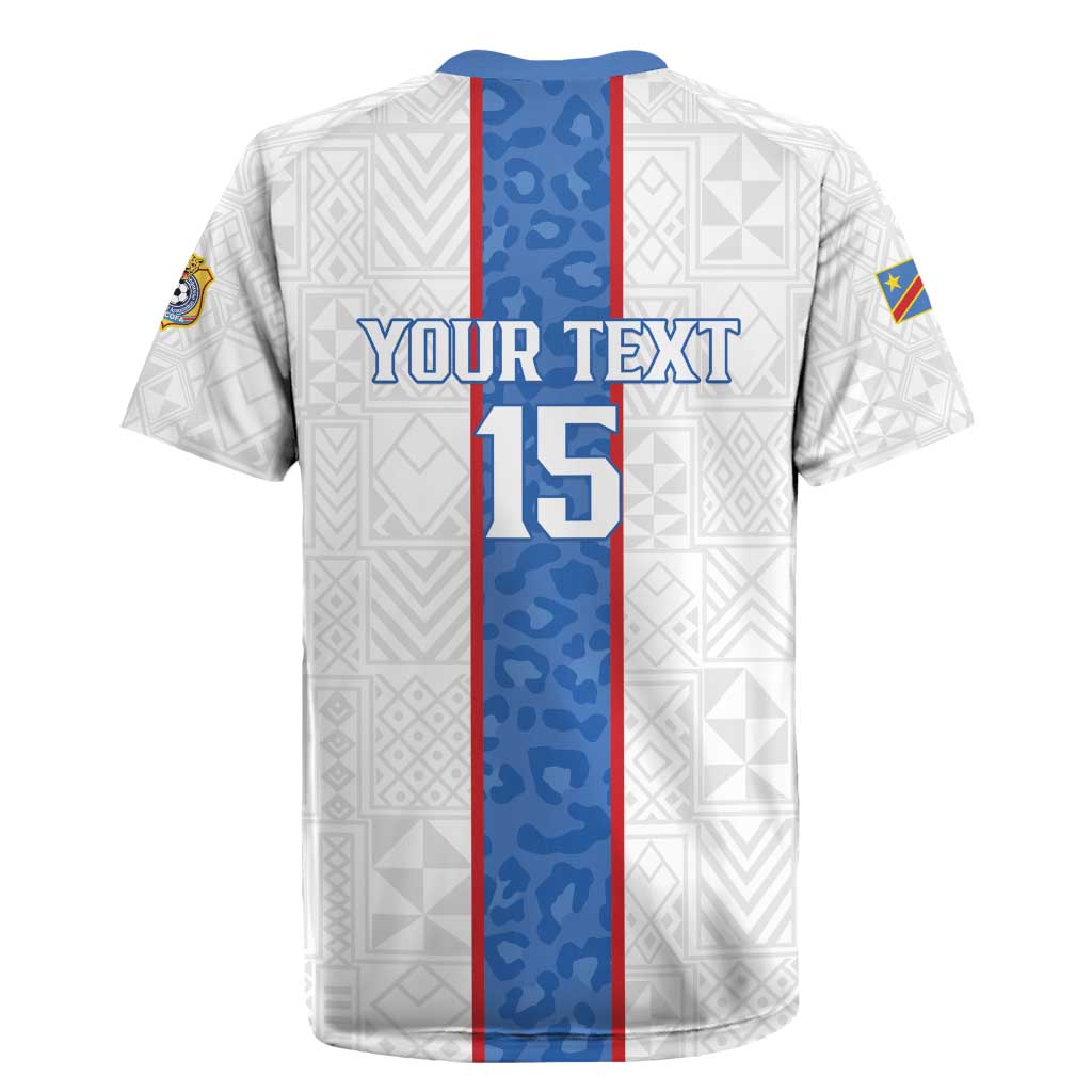 Custom DR Congo Football Rugby Jersey Leopards Mix Kuba Raffia Pattern - Wonder Print Shop