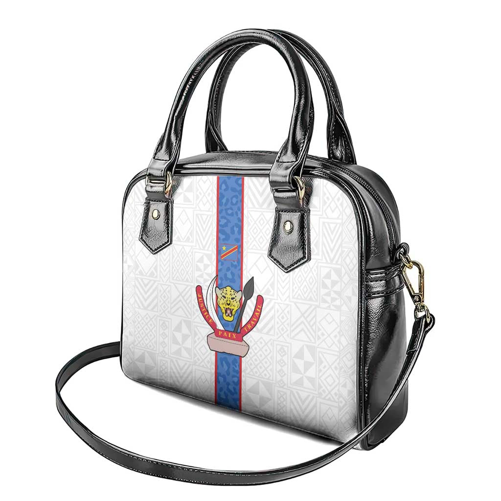DR Congo Football Shoulder Handbag Leopards Mix Kuba Raffia Pattern - Wonder Print Shop