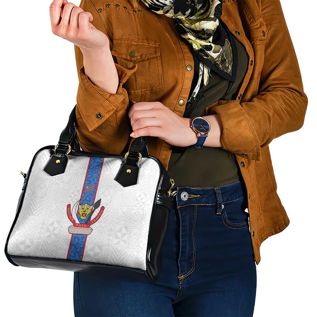 DR Congo Football Shoulder Handbag Leopards Mix Kuba Raffia Pattern - Wonder Print Shop