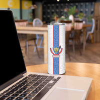 Custom DR Congo Football Skinny Tumbler Leopards Mix Kuba Raffia Pattern - Wonder Print Shop