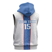 Custom DR Congo Football Sleeveless Hoodie Leopards Mix Kuba Raffia Pattern - Wonder Print Shop