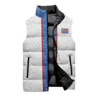 Custom DR Congo Football Sleeveless Puffer Jacket Leopards Mix Kuba Raffia Pattern - Wonder Print Shop