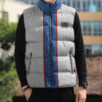Custom DR Congo Football Sleeveless Puffer Jacket Leopards Mix Kuba Raffia Pattern - Wonder Print Shop