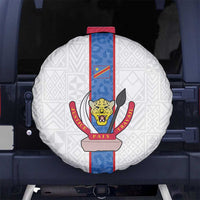 DR Congo Football Spare Tire Cover Leopards Mix Kuba Raffia Pattern - Wonder Print Shop