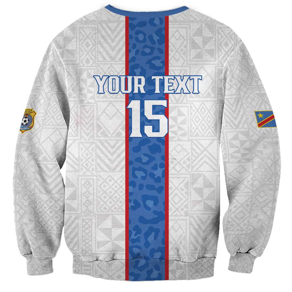 Custom DR Congo Football Sweatshirt Leopards Mix Kuba Raffia Pattern - Wonder Print Shop