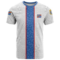Custom DR Congo Football T Shirt Leopards Mix Kuba Raffia Pattern - Wonder Print Shop