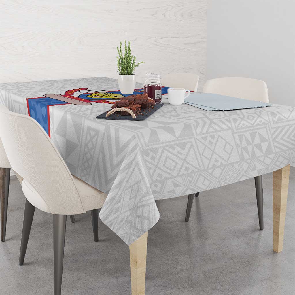 DR Congo Football Tablecloth Leopards Mix Kuba Raffia Pattern - Wonder Print Shop