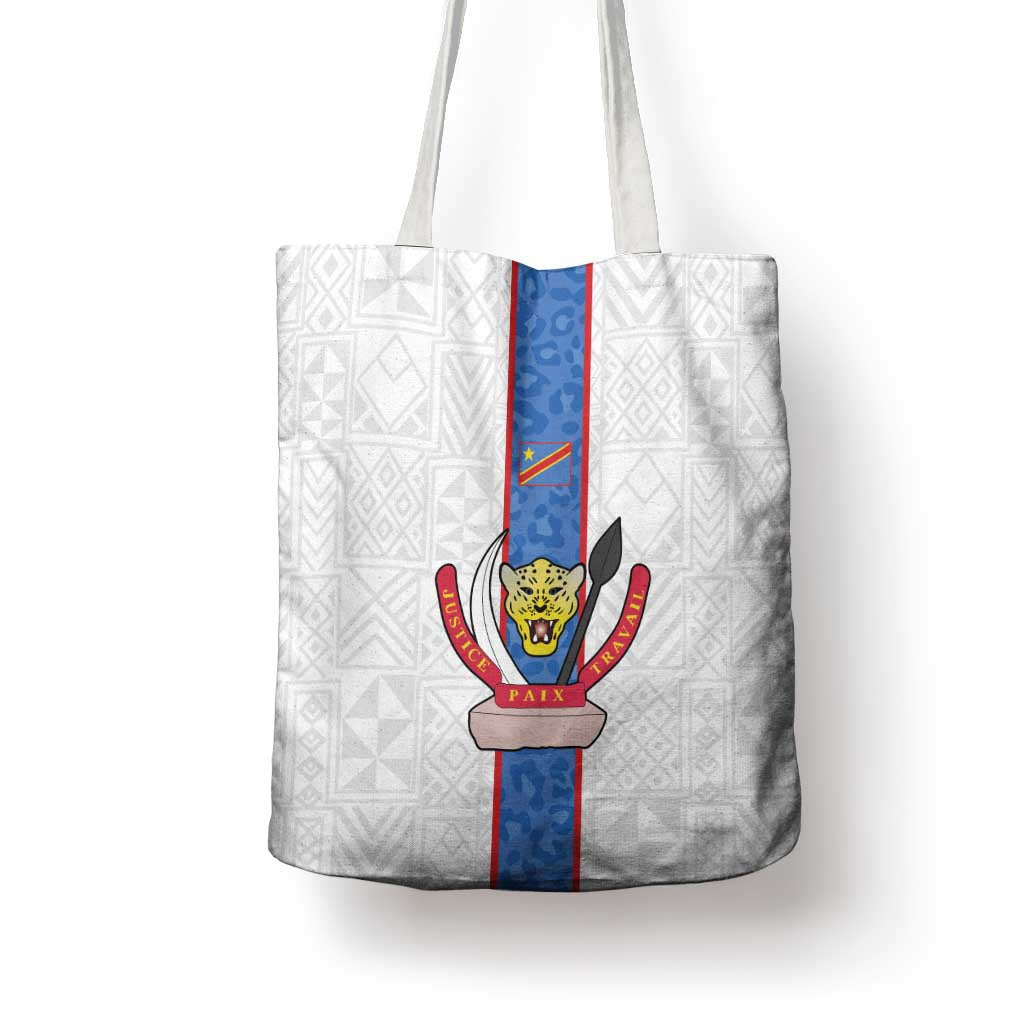 DR Congo Football Tote Bag Leopards Mix Kuba Raffia Pattern - Wonder Print Shop