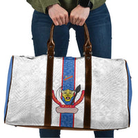 DR Congo Football Travel Bag Leopards Mix Kuba Raffia Pattern - Wonder Print Shop