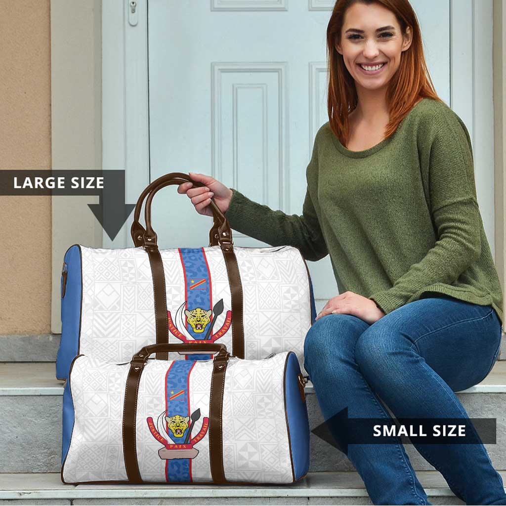 DR Congo Football Travel Bag Leopards Mix Kuba Raffia Pattern - Wonder Print Shop