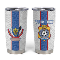Custom DR Congo Football Tumbler Cup Leopards Mix Kuba Raffia Pattern - Wonder Print Shop