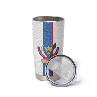 Custom DR Congo Football Tumbler Cup Leopards Mix Kuba Raffia Pattern - Wonder Print Shop