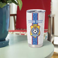 Custom DR Congo Football Tumbler Cup Leopards Mix Kuba Raffia Pattern - Wonder Print Shop