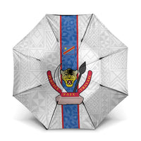 DR Congo Football Umbrella Leopards Mix Kuba Raffia Pattern - Wonder Print Shop