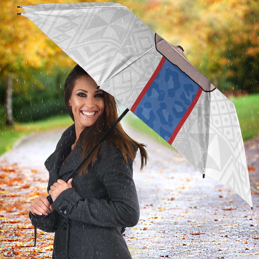 DR Congo Football Umbrella Leopards Mix Kuba Raffia Pattern - Wonder Print Shop