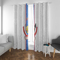 DR Congo Football Window Curtain Leopards Mix Kuba Raffia Pattern - Wonder Print Shop