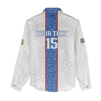 Custom DR Congo Football Women Casual Shirt Leopards Mix Kuba Raffia Pattern - Wonder Print Shop
