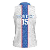Custom DR Congo Football Women Sleeveless Polo Shirt Leopards Mix Kuba Raffia Pattern - Wonder Print Shop