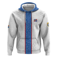 Custom DR Congo Football Zip Hoodie Leopards Mix Kuba Raffia Pattern - Wonder Print Shop