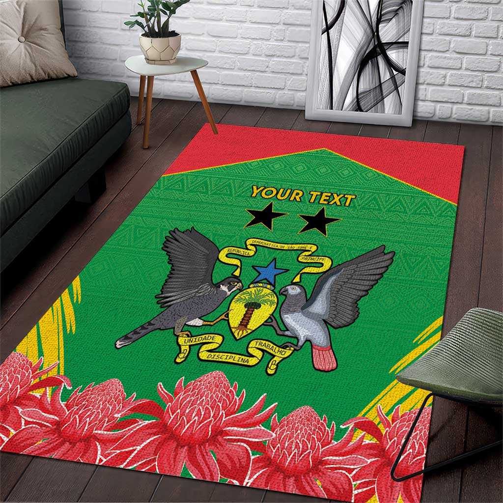 Personalised Sao Tome and Principe Area Rug Coat Of Arms With Porcelana Rose - Wonder Print Shop
