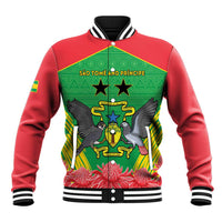 Personalised Sao Tome and Principe Baseball Jacket Coat Of Arms With Porcelana Rose - Wonder Print Shop