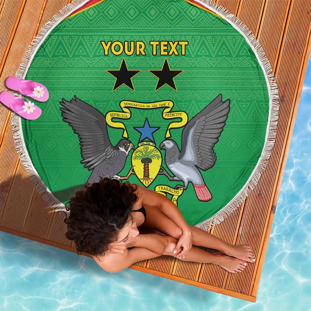 Personalised Sao Tome and Principe Beach Blanket Coat Of Arms With Porcelana Rose - Wonder Print Shop