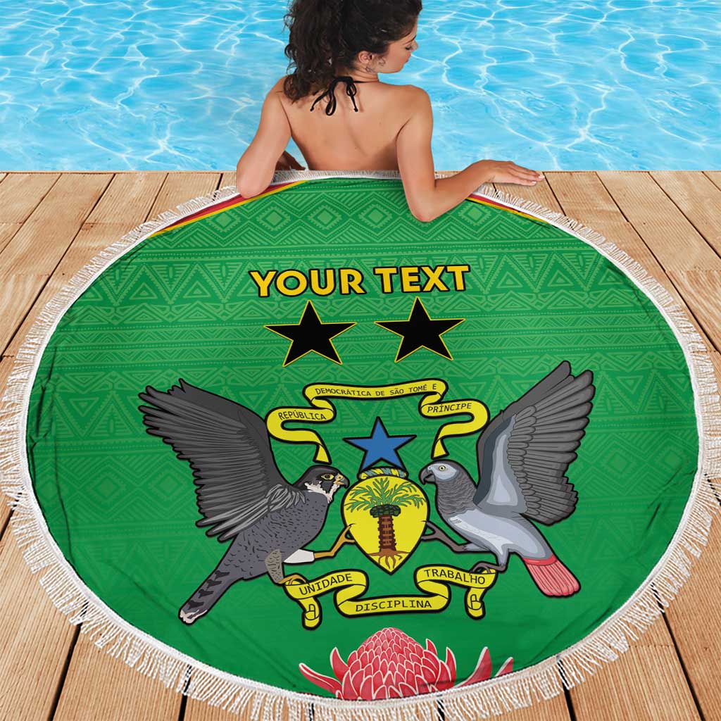 Personalised Sao Tome and Principe Beach Blanket Coat Of Arms With Porcelana Rose - Wonder Print Shop
