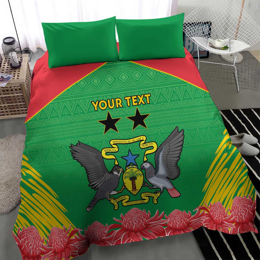 Personalised Sao Tome and Principe Bedding Set Coat Of Arms With Porcelana Rose - Wonder Print Shop