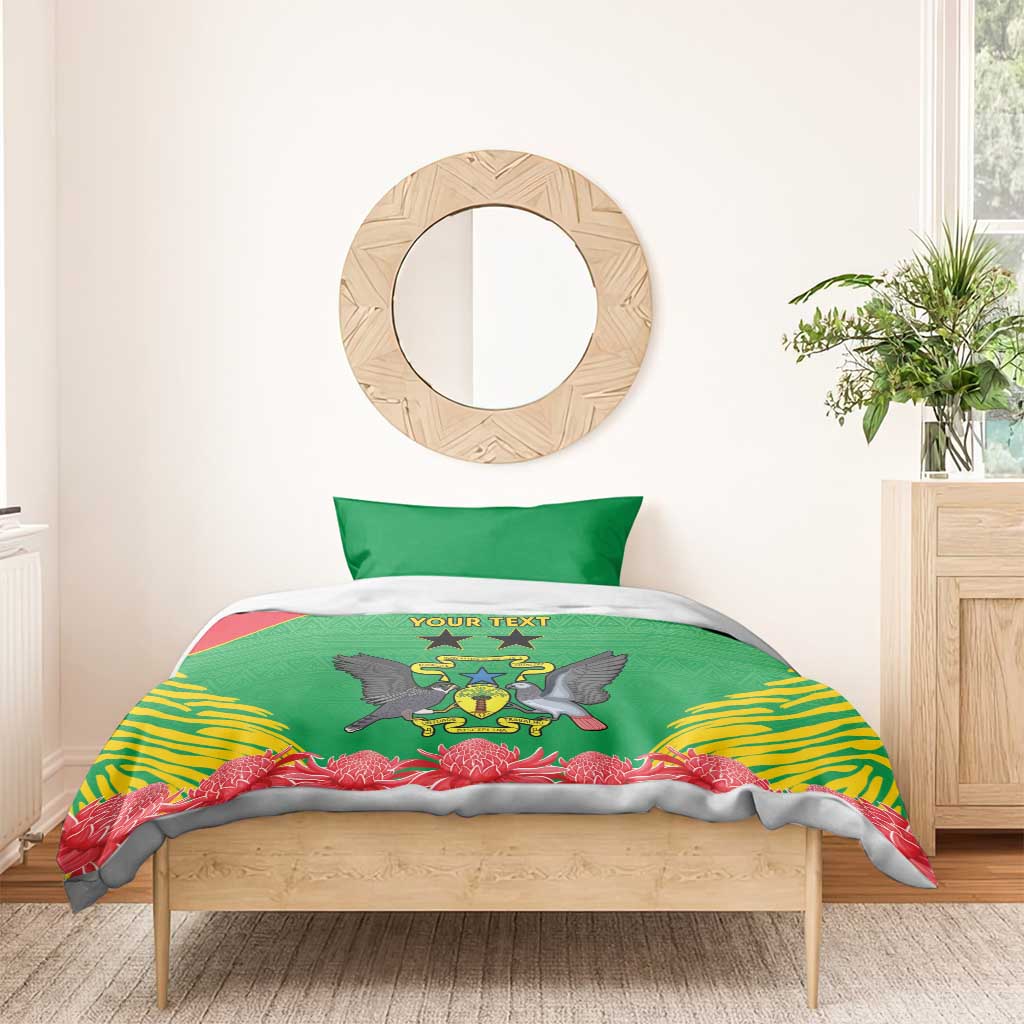 Personalised Sao Tome and Principe Bedding Set Coat Of Arms With Porcelana Rose - Wonder Print Shop
