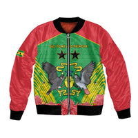 Personalised Sao Tome and Principe Bomber Jacket Coat Of Arms With Porcelana Rose - Wonder Print Shop
