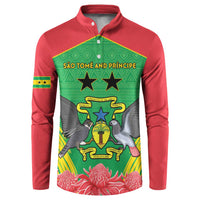 Personalised Sao Tome and Principe Button Sweatshirt Coat Of Arms With Porcelana Rose - Wonder Print Shop