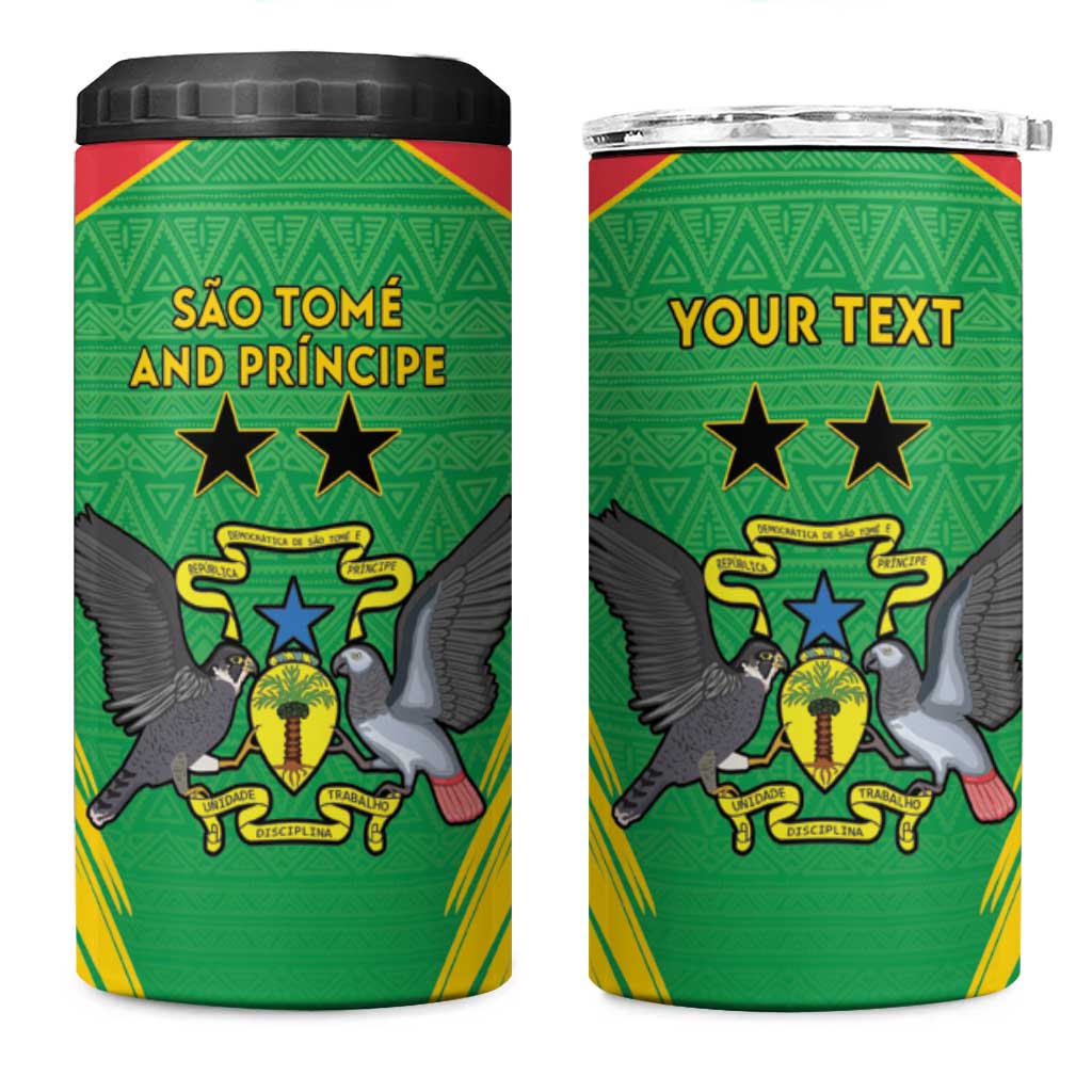 Personalised Sao Tome and Principe 4 in 1 Can Cooler Tumbler Coat Of Arms With Porcelana Rose