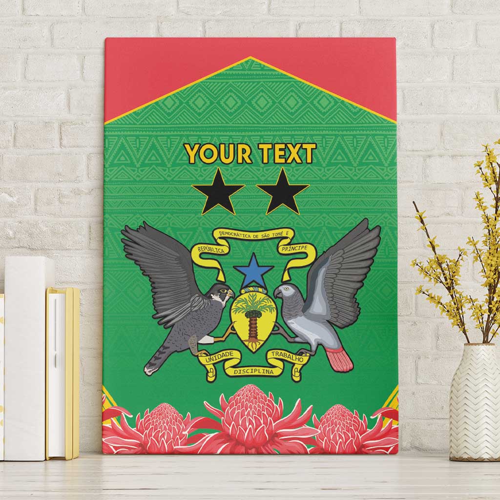 Personalised Sao Tome and Principe Canvas Wall Art Coat Of Arms With Porcelana Rose - Wonder Print Shop