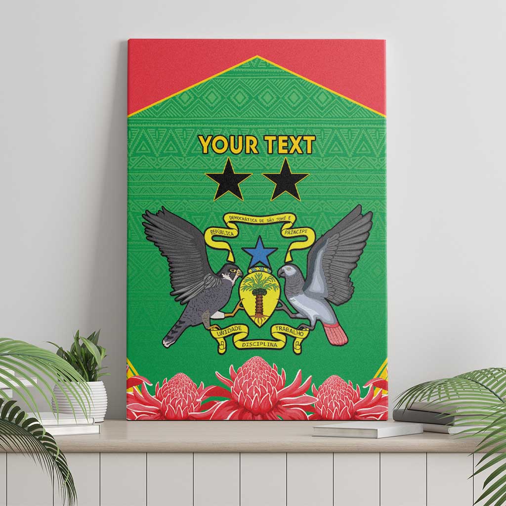 Personalised Sao Tome and Principe Canvas Wall Art Coat Of Arms With Porcelana Rose - Wonder Print Shop