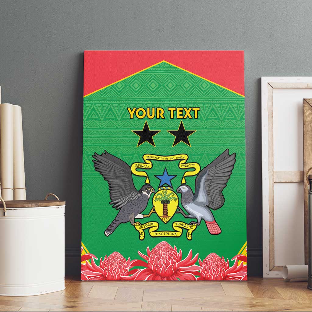 Personalised Sao Tome and Principe Canvas Wall Art Coat Of Arms With Porcelana Rose - Wonder Print Shop