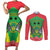 Personalised Sao Tome and Principe Couples Matching Short Sleeve Bodycon Dress and Long Sleeve Button Shirt Coat Of Arms With Porcelana Rose