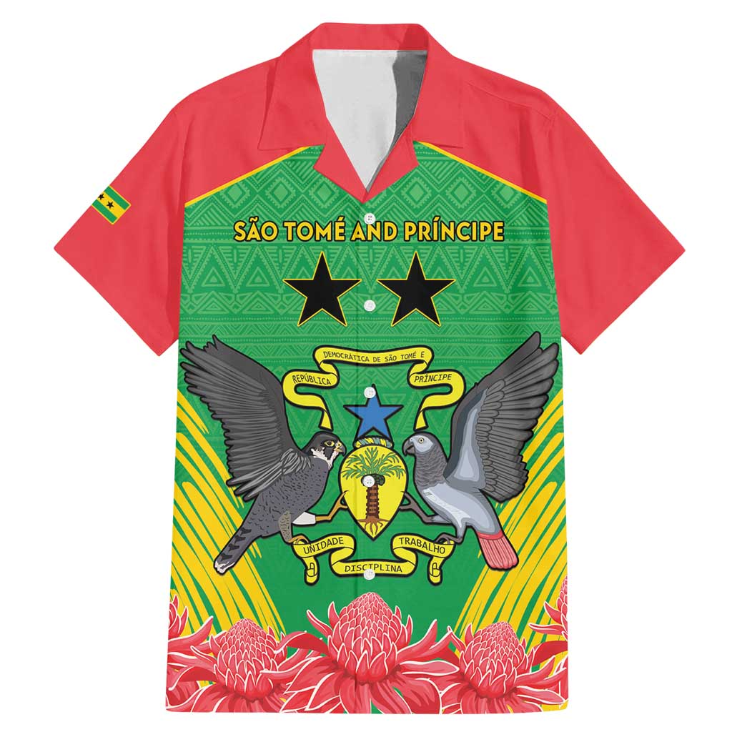 Personalised Sao Tome and Principe Family Matching Mermaid Dress and Hawaiian Shirt Coat Of Arms With Porcelana Rose - Wonder Print Shop