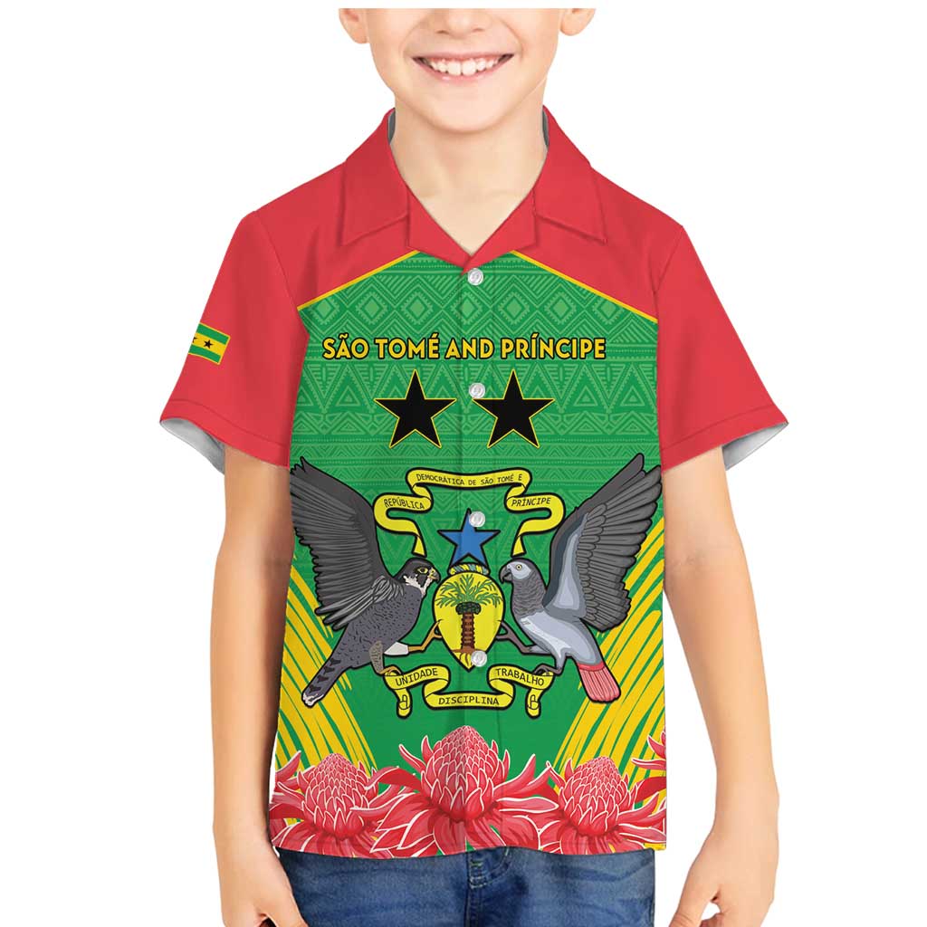 Personalised Sao Tome and Principe Family Matching Mermaid Dress and Hawaiian Shirt Coat Of Arms With Porcelana Rose - Wonder Print Shop