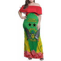 Personalised Sao Tome and Principe Family Matching Off Shoulder Maxi Dress and Hawaiian Shirt Coat Of Arms With Porcelana Rose - Wonder Print Shop