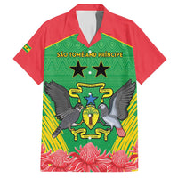Personalised Sao Tome and Principe Family Matching Puletasi and Hawaiian Shirt Coat Of Arms With Porcelana Rose