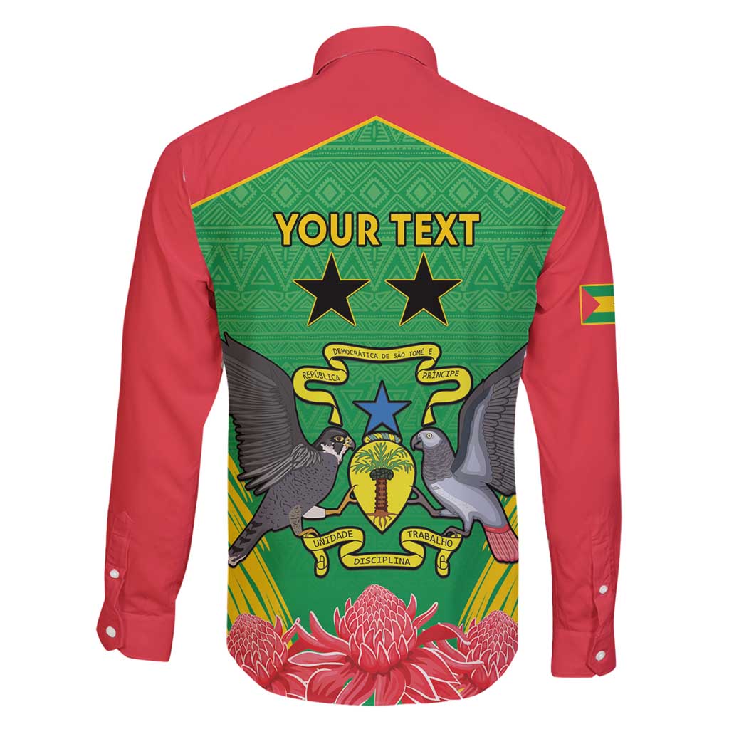 Personalised Sao Tome and Principe Family Matching Puletasi and Hawaiian Shirt Coat Of Arms With Porcelana Rose