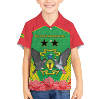 Personalised Sao Tome and Principe Family Matching Tank Maxi Dress and Hawaiian Shirt Coat Of Arms With Porcelana Rose - Wonder Print Shop