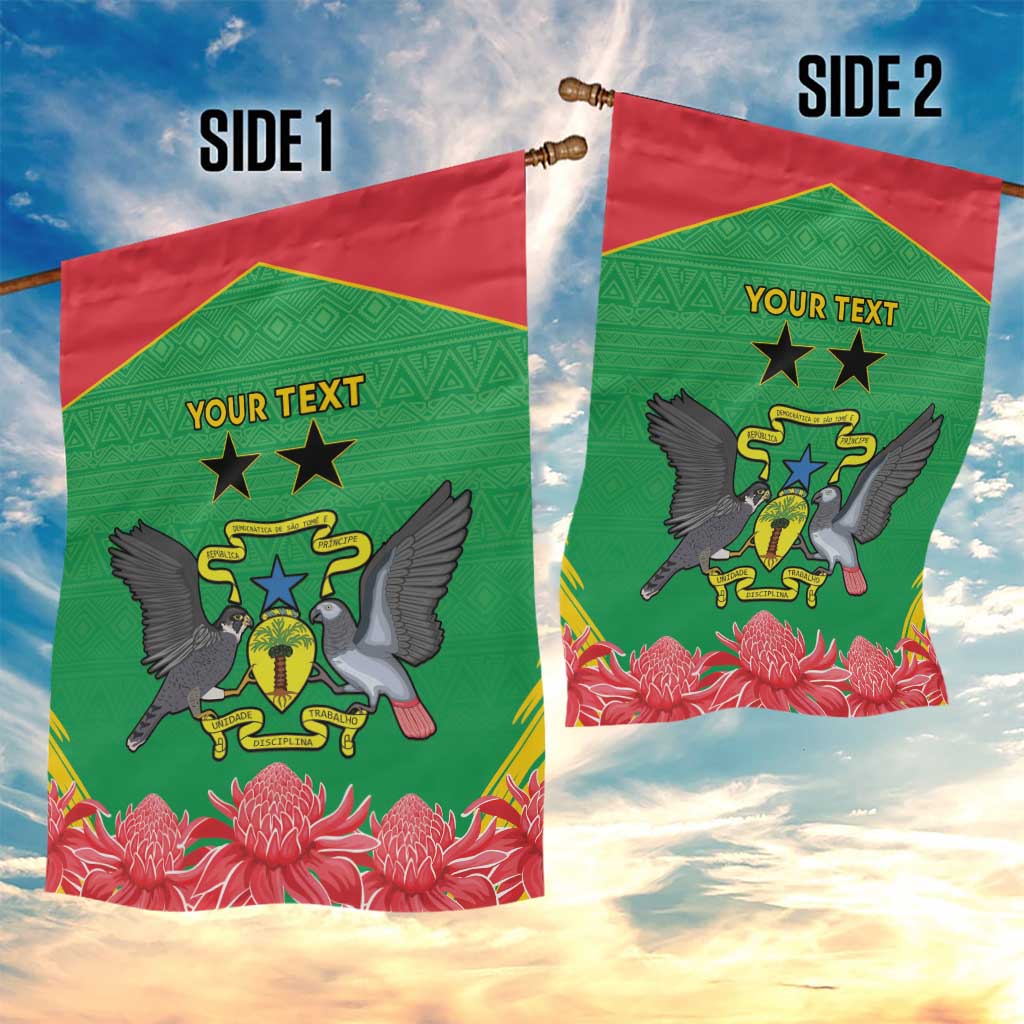 Personalised Sao Tome and Principe Garden Flag Coat Of Arms With Porcelana Rose - Wonder Print Shop