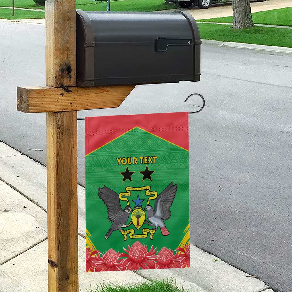 Personalised Sao Tome and Principe Garden Flag Coat Of Arms With Porcelana Rose - Wonder Print Shop